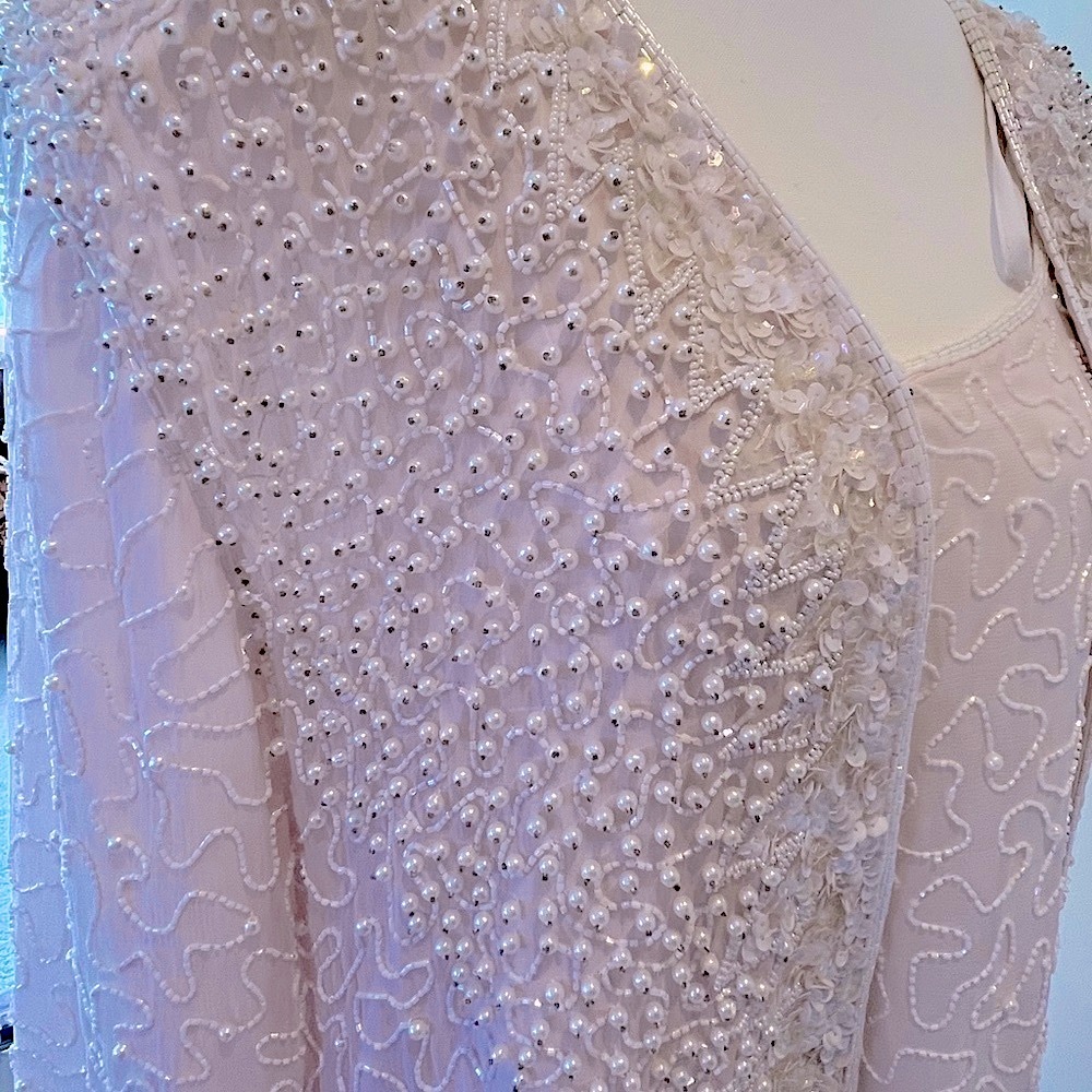 Beaded sequined evening suit 3 pieces silk lining